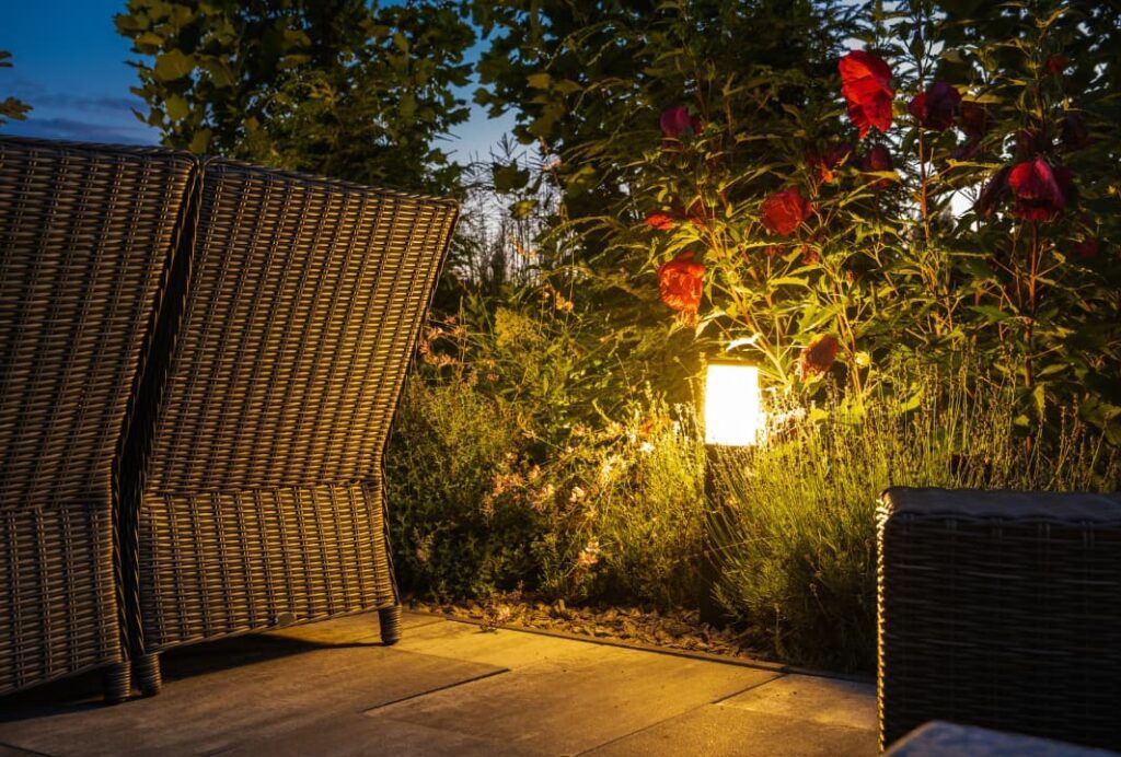A cozy outdoor lighting at a home patio