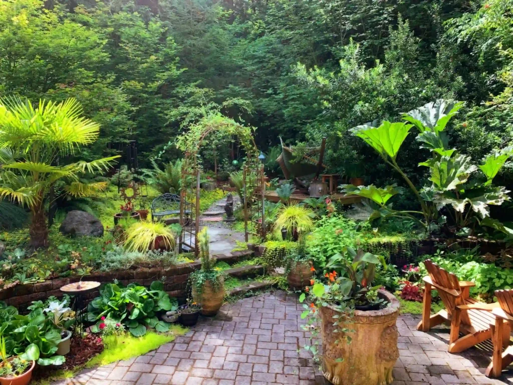 beautiful garden with a walkway