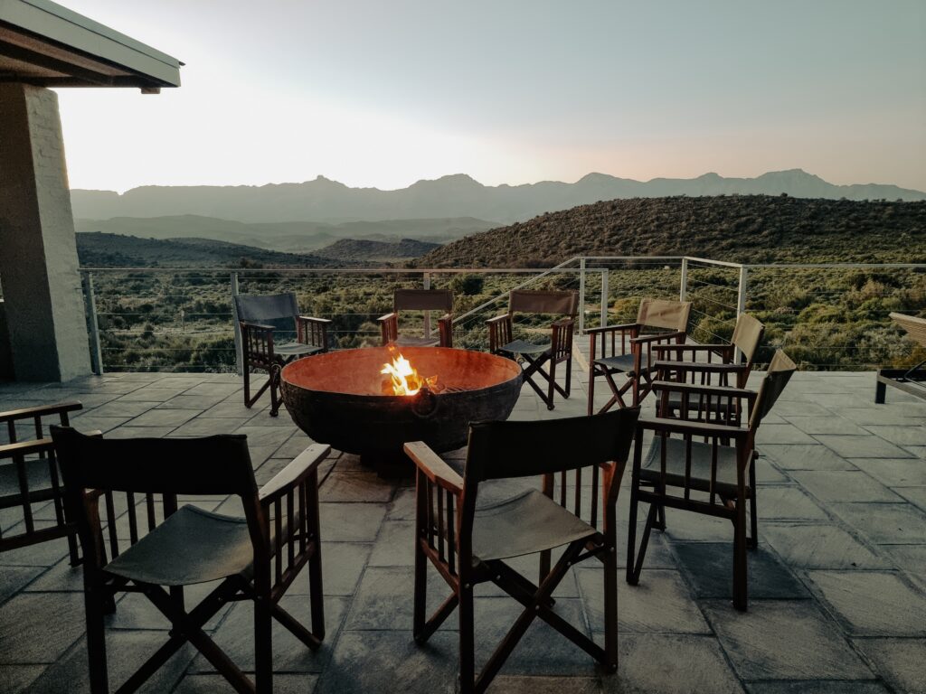 Fire Pit Near the Chairs
