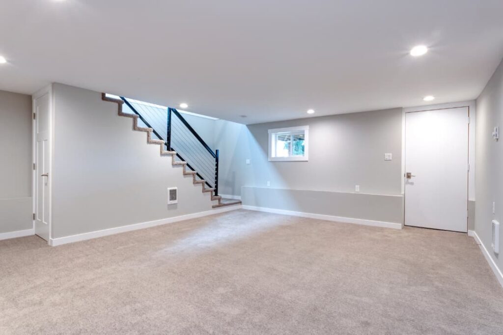 A well-mainted basement in a home in Naperville