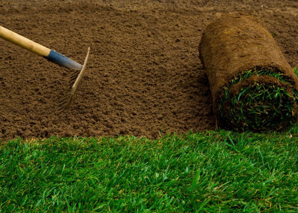 Start laying the sod along a straight edge, such as a sidewalk or driveway, ensuring the seams are tightly butted together.