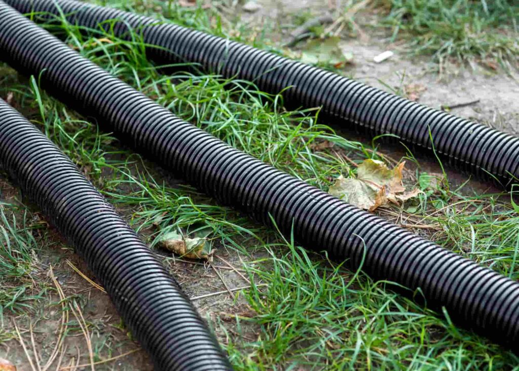 Corrugated pipes are highly durable, flexible, and perfect for backyard drainage.