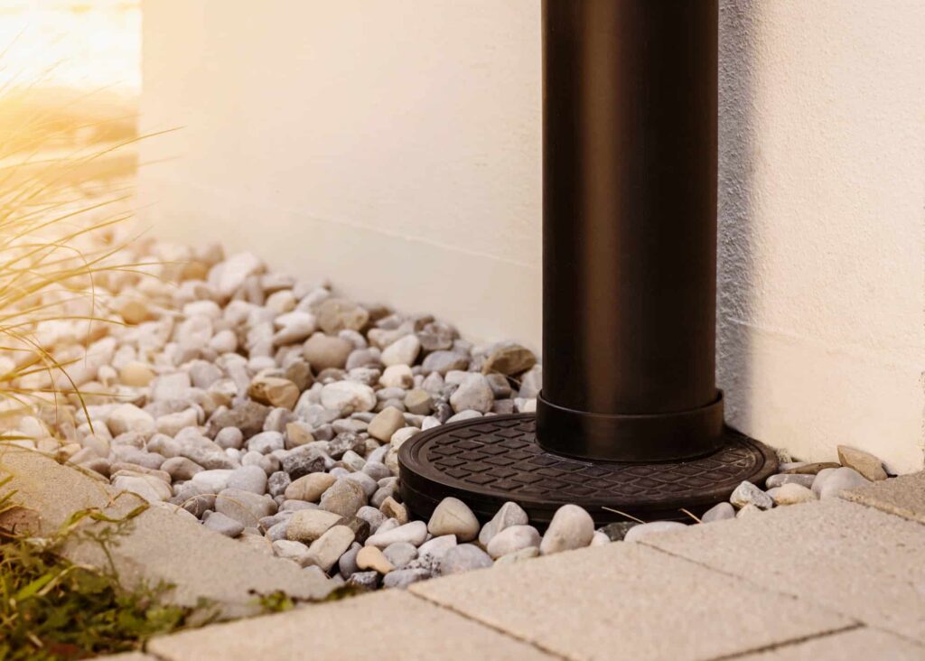 The French drain system runs underground, blending seamlessly into your landscaping.
