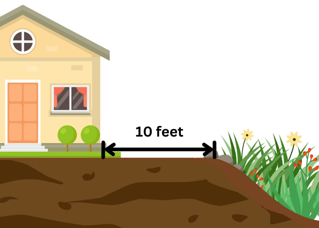 The ideal location for a rain garden is 10 feet from your home's foundation.