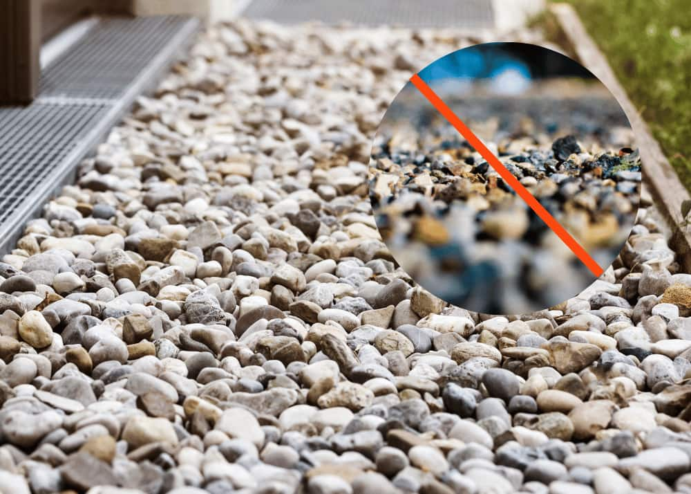 French drains need round, natural stones about 1.5 inches in diameter, not just any gravel. 