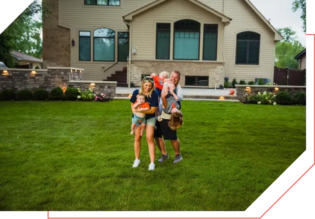 family in garden