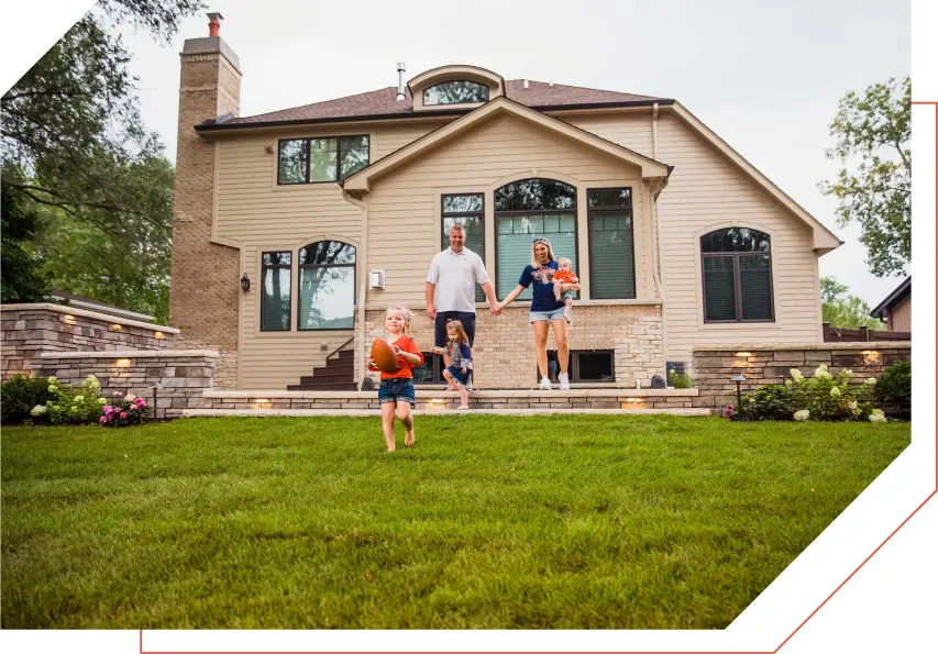 Family in garden