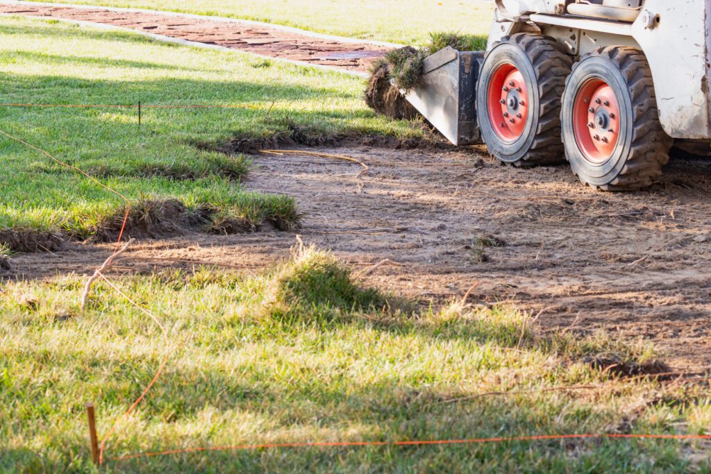 Small Bulldozer grading yard